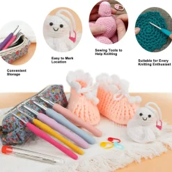 14 Piece Crochet Hook Set, Soft Grip Ergonomic Crochet Needles with Storage Case, Ideal for Beginners, Arthritic Hands