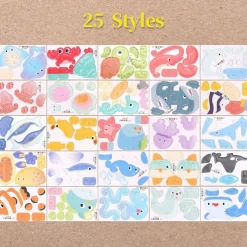 25-Piece Educational 3D Cartoon Puzzle Set for Kids – Ocean-Themed Paper DIY Learning Puzzles for Creative Play and Gifts