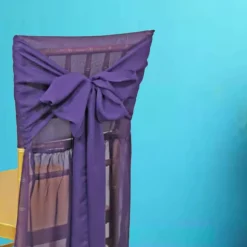 1 Piece Eggplant Sheer Chiffon Chair Back Scarf for Chiavari Flowy Elegance with Sash
