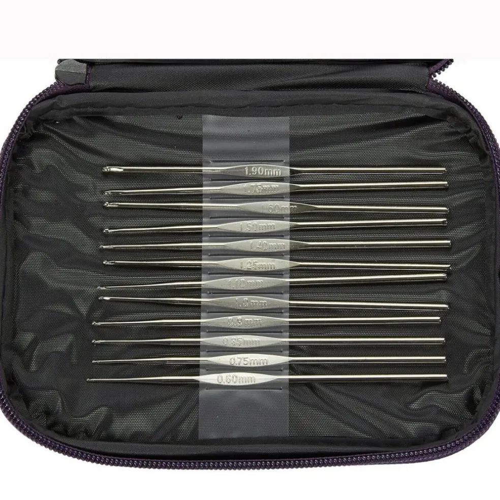 22-Piece Ergonomic Aluminum & Steel Crochet Hook Set with Leather Case
