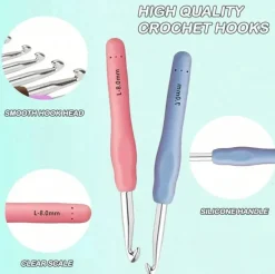 14-Piece Ergonomic Crochet Hook Set (2 mm–10 mm) with Carry Case – Long Crochet Needles for Beginners & Craft Projects