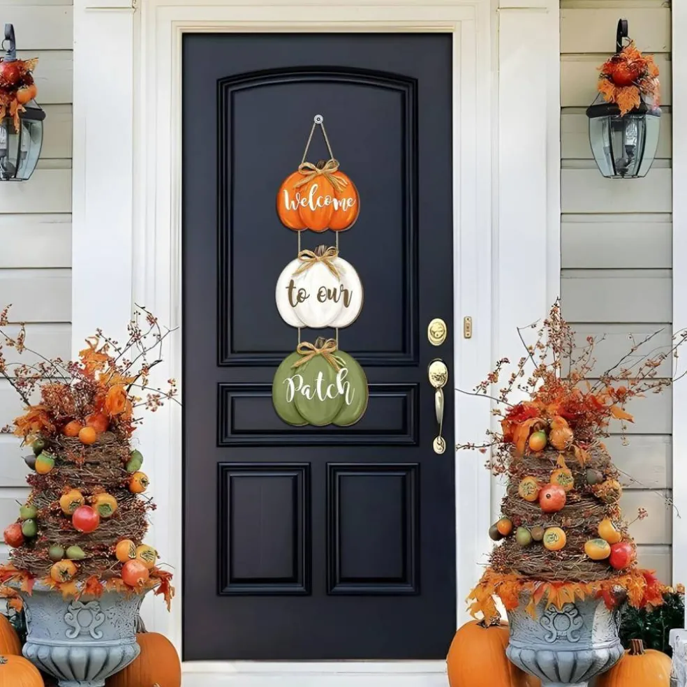 3-Piece Fall Pumpkin Welcome Door Signs