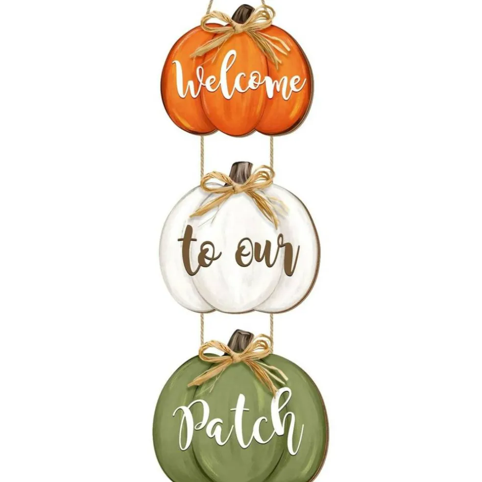 3-Piece Fall Pumpkin Welcome Door Signs