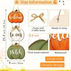3-Piece Fall Pumpkin Welcome Door Signs