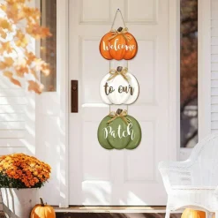 3-Piece Fall Pumpkin Welcome Door Signs