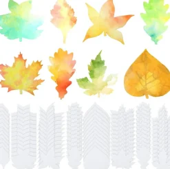 80-Piece Fall Theme Color Diffusing Paper Leaves – 10-Inch Autumn Maple Leaf Cutouts for Watercolor Painting, DIY Greeting Cards, and Thanksgiving Classroom Crafts