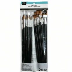 20 Piece Flat & Round Long Handle Taklon Brush Set by Artist's Loft®