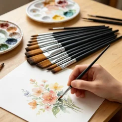 20 Piece Flat & Round Long Handle Taklon Brush Set by Artist's Loft®