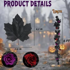 2-Piece Gothic Halloween Rose Garland