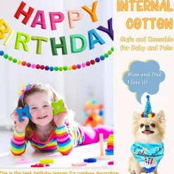 4-Piece Happy Birthday Banner Set | Felt Birthday Garland, Rainbow Ball Garland, Pennant Flag & Tassel Decorations for Kids, Adults, Party, Photo Backdrop & Celebration Decor