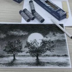 4-Piece Jumbo Vine Charcoal Sticks 18-20mm – Natural Charcoal for Sketching & Shading