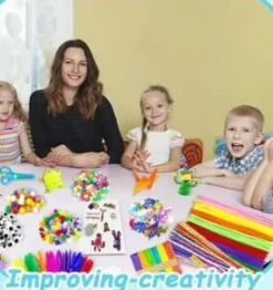 2000+ Piece Kids Arts & Crafts Kit – Pom Poms, Pipe Cleaners, Googly Eyes, Feathers & Foam – Ultimate Gift Set for Ages 4–8