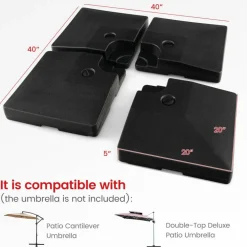 4-Piece 20L Cantilever Offset Patio Umbrella Base