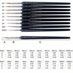 9-Piece Mini Detail Paint Brush Set – Weasel Hair Fine Art Brushes for Models, Nail Art, Acrylic & Watercolor Painting