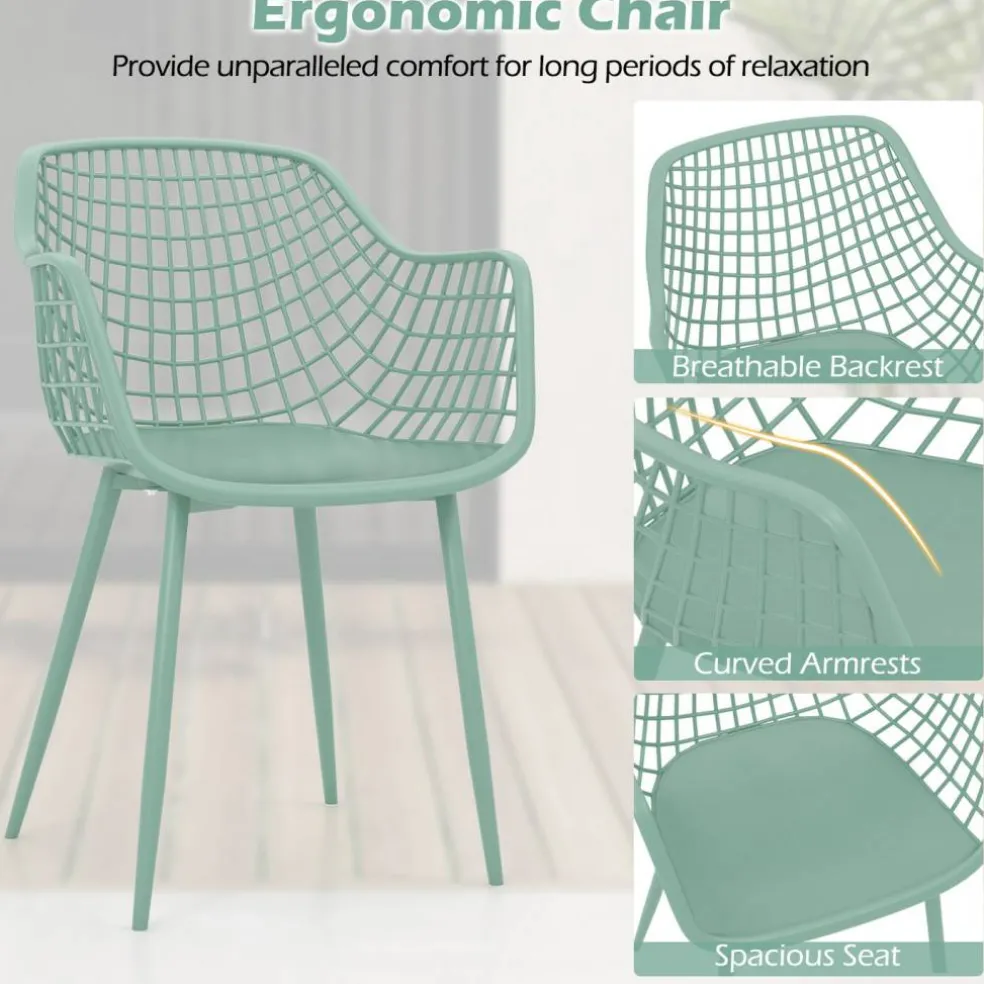 3 Piece Outdoor Bistro Set Patio Chairs with Coffee Table Metal Frame