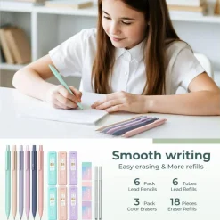 39-Piece Pastel School Supplies Set with Pastel Highlighters, Pens & Mechanical Pencils (Black)