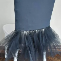 1 Piece Pewter Or Charcoal Ballerina Spandex Chiavari Chair Cover Sleek Stretch Fit with Flowing Skirt