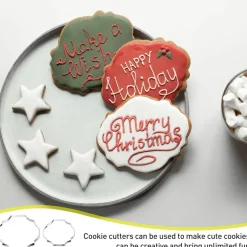 10-Piece Plaque Frame Cookie Cutter Set Stainless Steel & 6 Sugar Pins