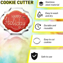 10-Piece Plaque Frame Cookie Cutter Set Stainless Steel & 6 Sugar Pins