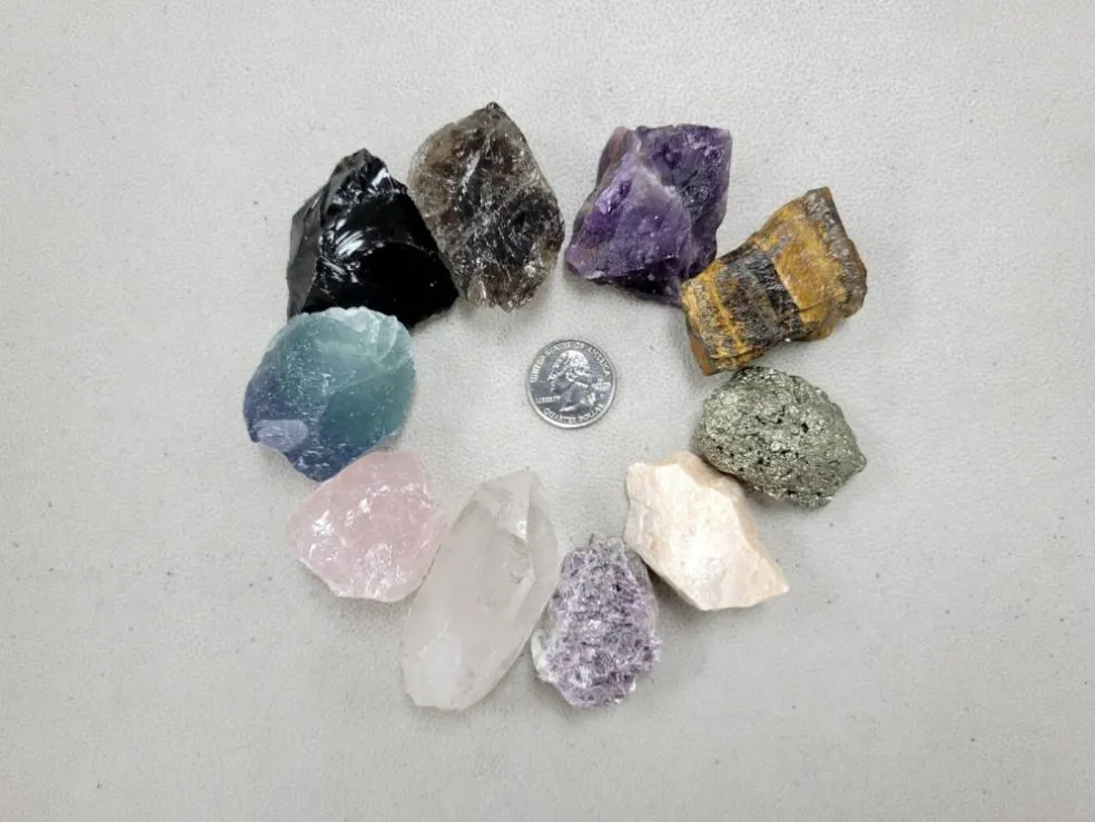 10 Piece Raw Healing Crystals Starter Gift Set