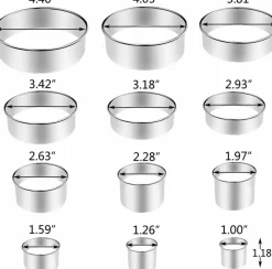 12-Piece Round Cookie Cutter Set - Stainless Steel Baking Molds
