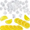 42 Pieces Acrylic Fake Lemon Slices Ice Cubes Artificial Plastic Lemon Slice Set