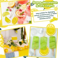 42 Pieces Acrylic Fake Lemon Slices Ice Cubes Artificial Plastic Lemon Slice Set