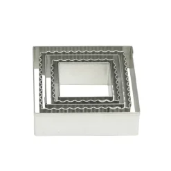 5 Pieces  Baking Cookie Fondant Cutters, Graduated Squares, Stainless Steel,Set with Storage Container