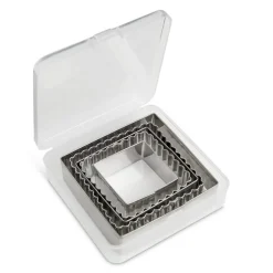5 Pieces  Baking Cookie Fondant Cutters, Graduated Squares, Stainless Steel,Set with Storage Container