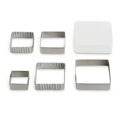 5 Pieces  Baking Cookie Fondant Cutters, Graduated Squares, Stainless Steel,Set with Storage Container