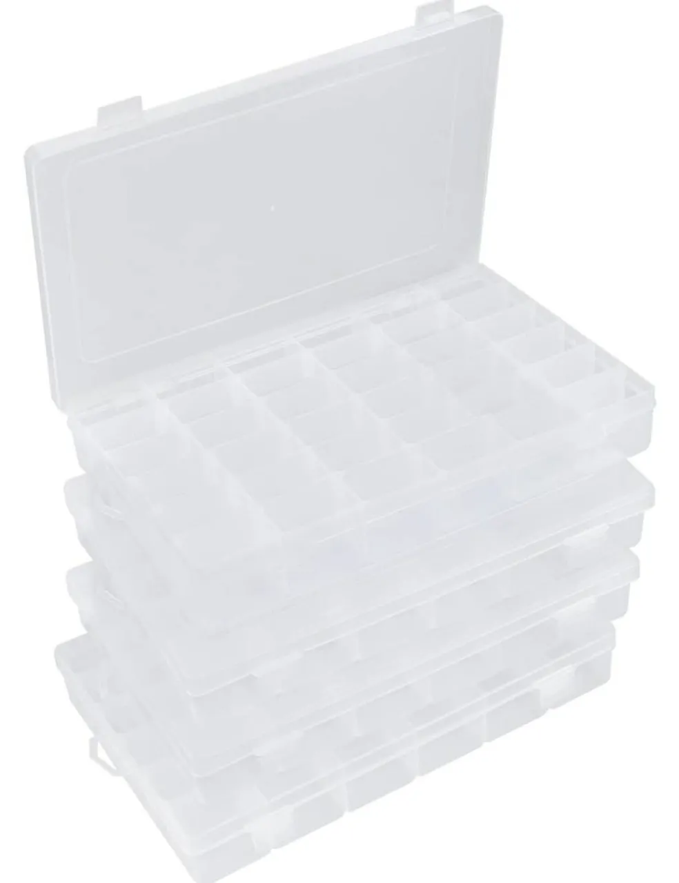 4 Pieces Bead Organizer 36 Grids Clear Plastic Parts Organizer Box 3600 Tackle Box Craft Storage Compartment Divided Container