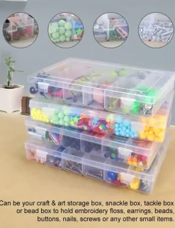 4 Pieces Bead Organizer 36 Grids  Clear Plastic Parts Organizer Box 3600 Tackle Box Craft Storage Compartment Divided Container