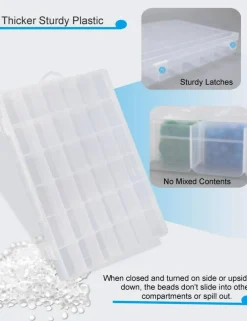 4 Pieces Bead Organizer 36 Grids Clear Plastic Parts Organizer Box 3600 Tackle Box Craft Storage Compartment Divided Container