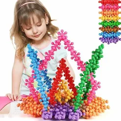 200 Pieces Building Blocks Kids STEM Toys Educational Discs Sets Interlocking Solid Plastic for Preschool Boys and Girls Aged 3+, Safe Material Creativity
