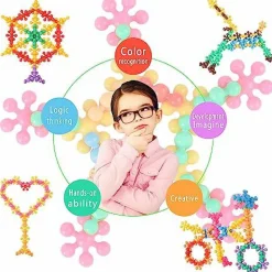 200 Pieces Building Blocks Kids STEM Toys Educational Discs Sets Interlocking Solid Plastic for Preschool Boys and Girls Aged 3+, Safe Material Creativity
