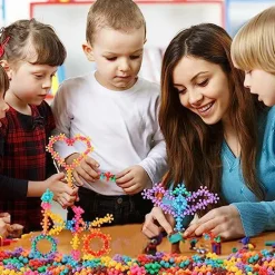 200 Pieces Building Blocks Kids STEM Toys Educational Discs Sets Interlocking Solid Plastic for Preschool Boys and Girls Aged 3+, Safe Material Creativity