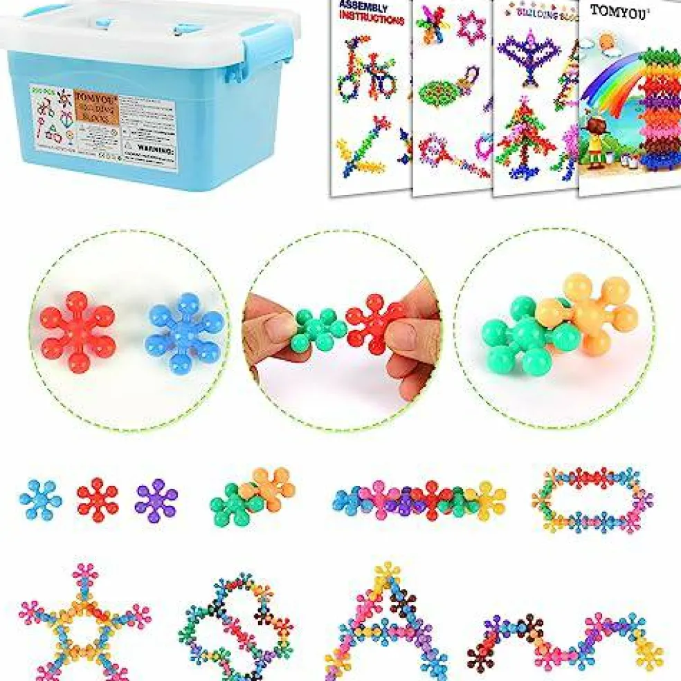 200 Pieces Building Blocks Kids STEM Toys Educational Discs Sets Interlocking Solid Plastic for Preschool Boys and Girls Aged 3+, Safe Material Creativity