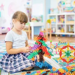 200 Pieces Building Blocks Kids STEM Toys Educational Discs Sets Interlocking Solid Plastic for Preschool Boys and Girls Aged 3+, Safe Material Creativity