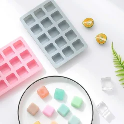 3 Pieces Candy and Chocolate Silicone Molds Set Non-stick Including Heart, Round, Square Baking Mold for Hard Candy, Gummy, Hot Caramel, Ice, Cake, Jello, Ganache (Blue)