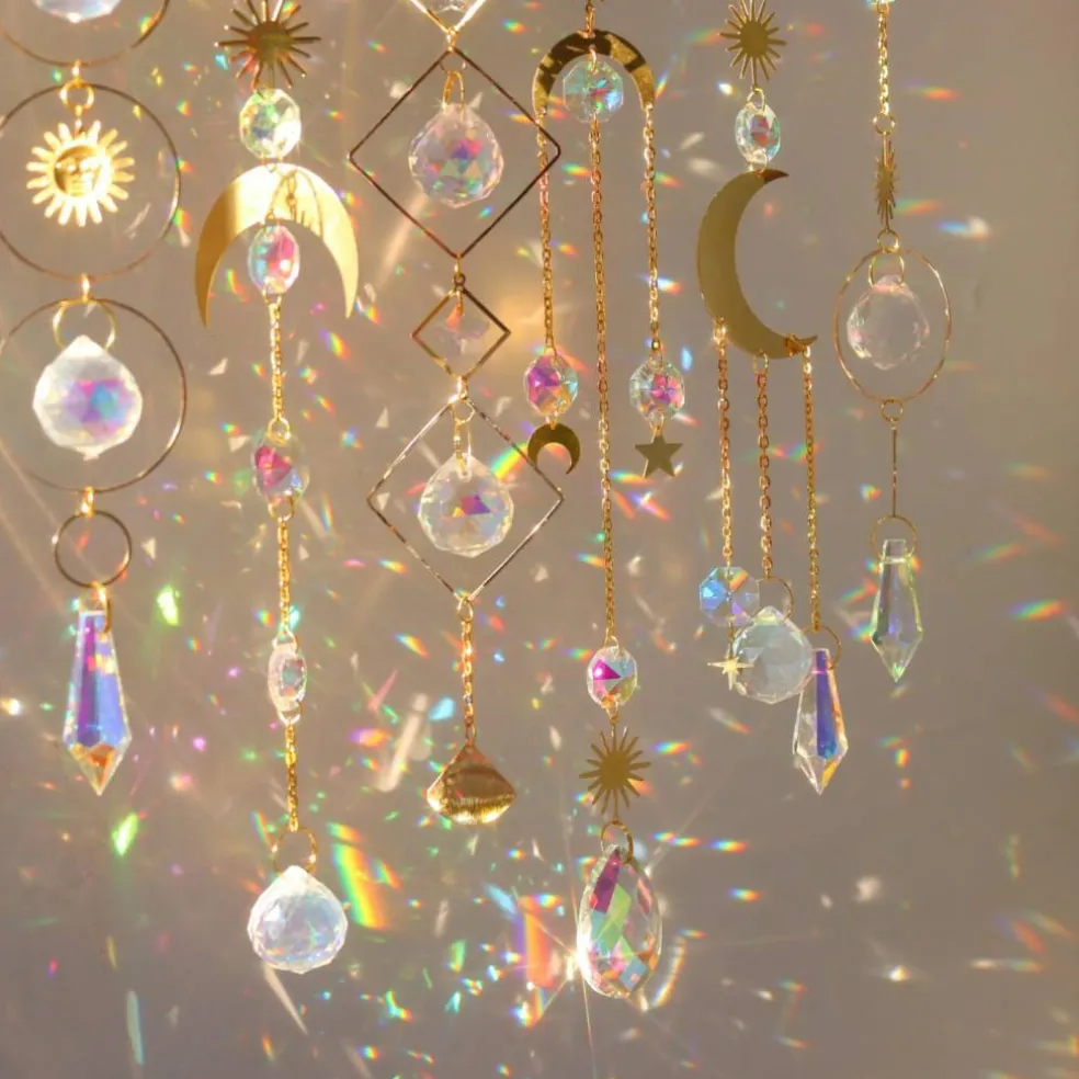 6Pieces Colorful Crystals Suncatcher Hanging Sun Catcher with Chain