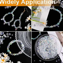 600 Pieces Crystal Beads, Â Glass Beads, Assorted Crystal Beads for Jewelry Making, Rondelle Jewelry Beads with Container Box, Glass Beads Bulk for DIY Necklace Bracelet Earring(4/6/8mm, AB Color)