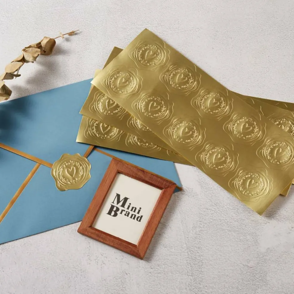 300 Pieces Embossed Gold Foil Stickers Gold Stickers