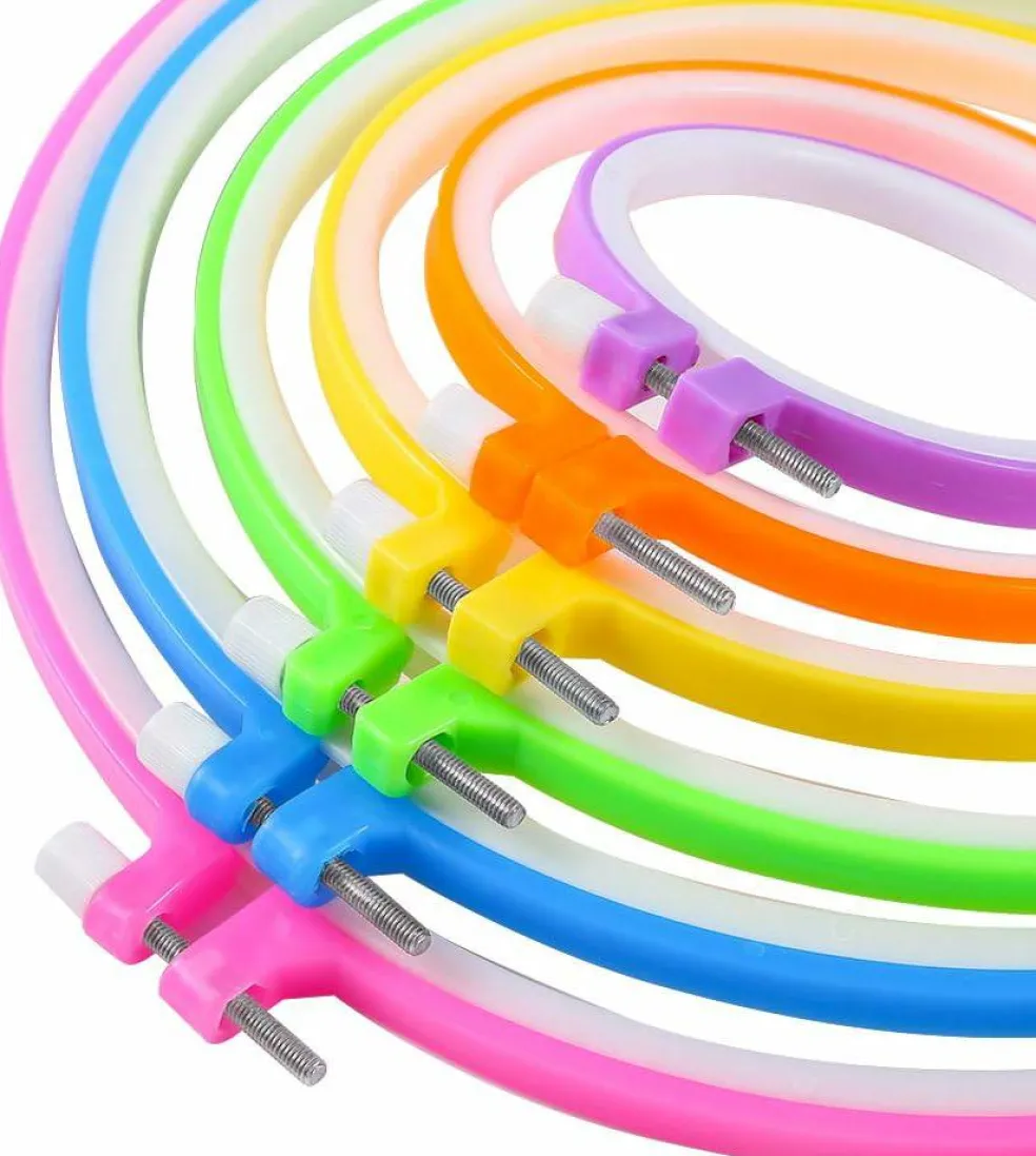 6 Pieces Embroidery Hoops and 15 Needles, Set, 3.4 inch to 10.4 inch (Multicolor)