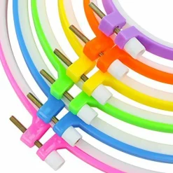 6 Pieces Embroidery Hoops, Plastic Circle Cross Stitch Hoop Ring 3.4 inch to 10.2 inch (Multicolor) for Embroidery and Cross Stitch