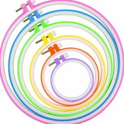 6 Pieces Embroidery Hoops, Plastic Circle Cross Stitch Hoop Ring 3.4 inch to 10.2 inch (Multicolor) for Embroidery and Cross Stitch