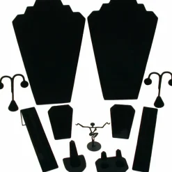 11 Piece Set Black Velvet Jewelry Displays Busts