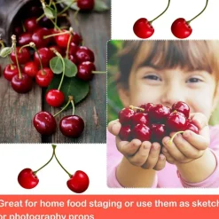 50 Pieces Fake Cherries Artificial Fruit Decorations