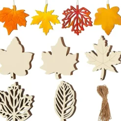 30 Pieces Fall Wood Cutouts Unfinished Wooden Leaves for Crafts(Leaf)