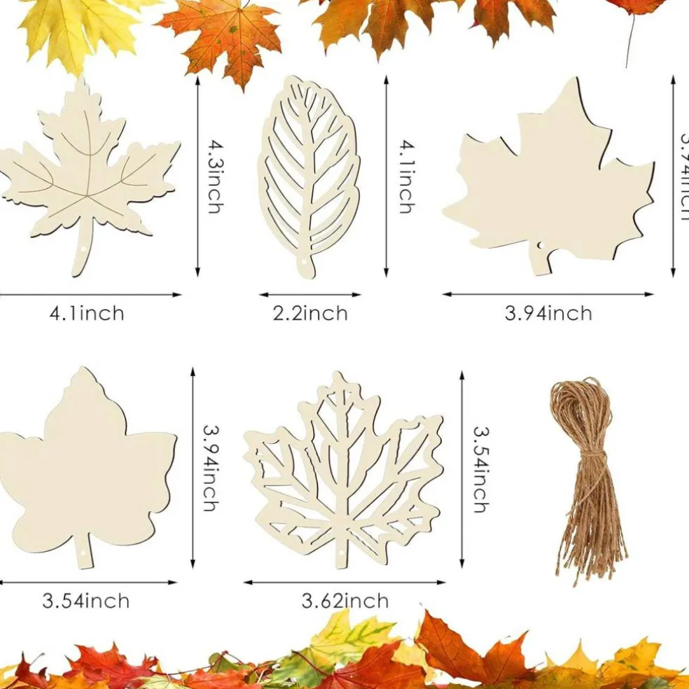 30 Pieces Fall Wood Cutouts Unfinished Wooden Leaves for Crafts(Leaf)