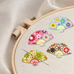 4 Pieces Fan Needle Minder,Magnetic Pin Holder for Cross Stitch, Needlework and Embroidery Accessories,Magnetic Needle Nanny